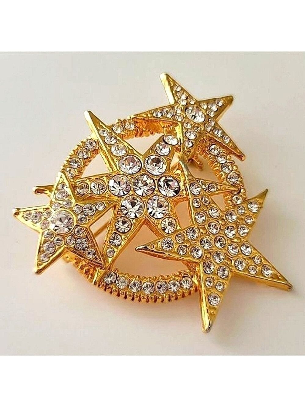 Brooch 𝅺Gold Tone Crystal Star Brooch #0065